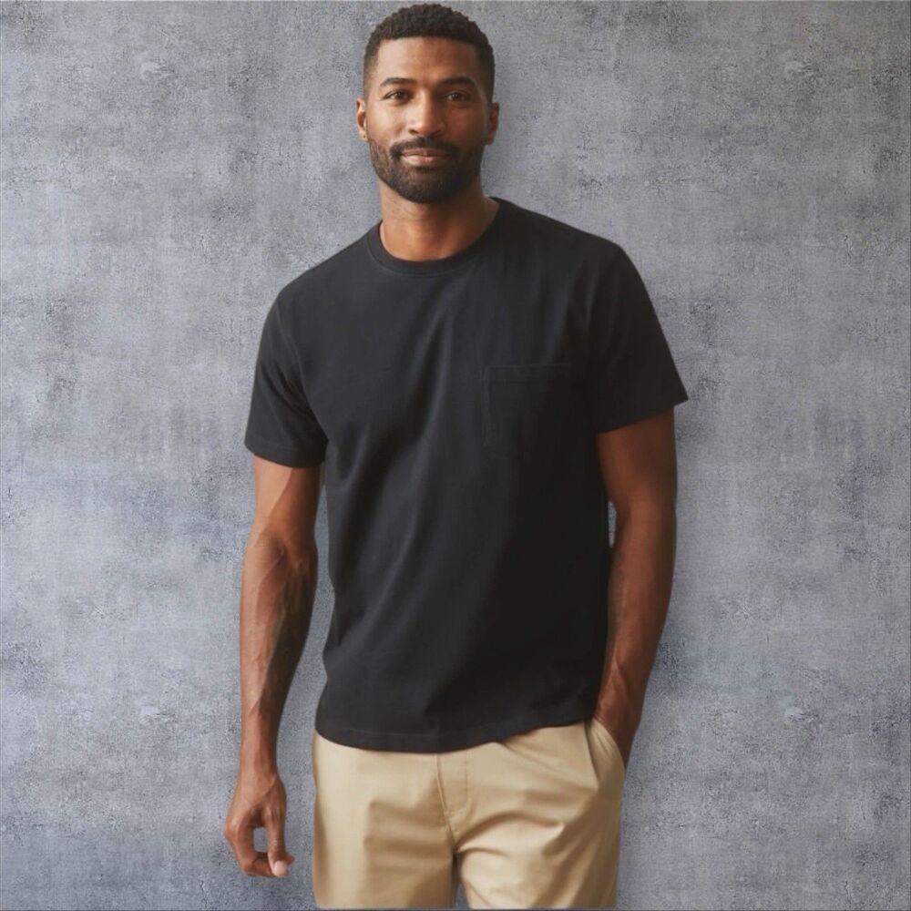 American Giant T-Shirt Mens XL Black Pocket Tee Short Sleeve Crew Cotton USA NEW